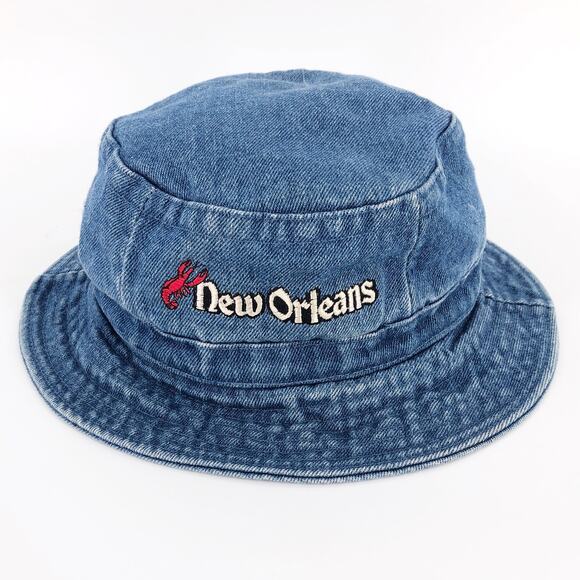 90s denim bucket hat New Orleans crawfish 1990s vintage - Picture 4 of 7